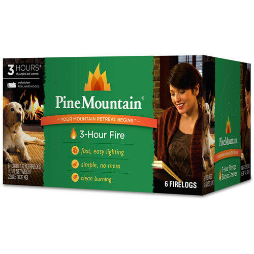 Fireplace Logs Easy Starter 3 Hour Clean Burning Hardwood Firewood Firelogs 6pcs - Fresh Stock Dated December 2025