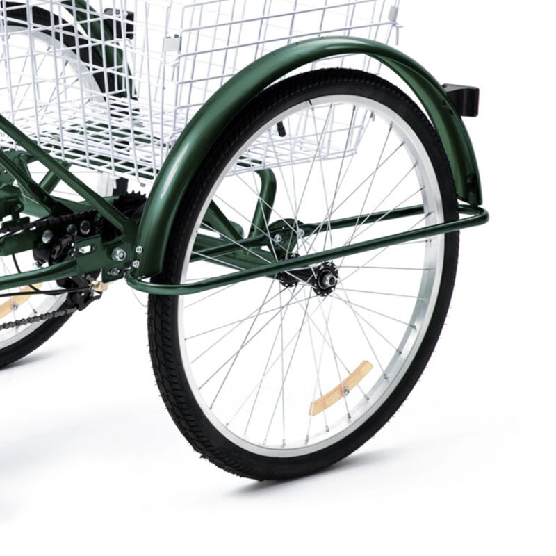 24 Inch Trike 8 Speed Adult Tricycle 3-Wheel Bike w/Basket for Shopping - Fresh Stock Dated February 2026
