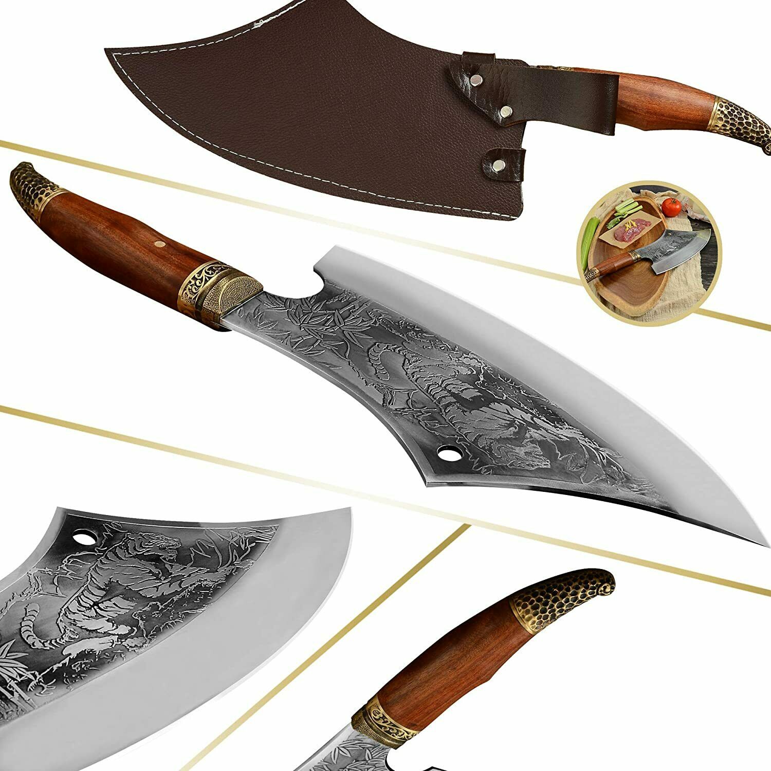 Handmade Kitchen Chef Knife Meat Cleaver Cut Fixed Blade Chopper Butcher Knife - Fresh Stock Dated December 2025