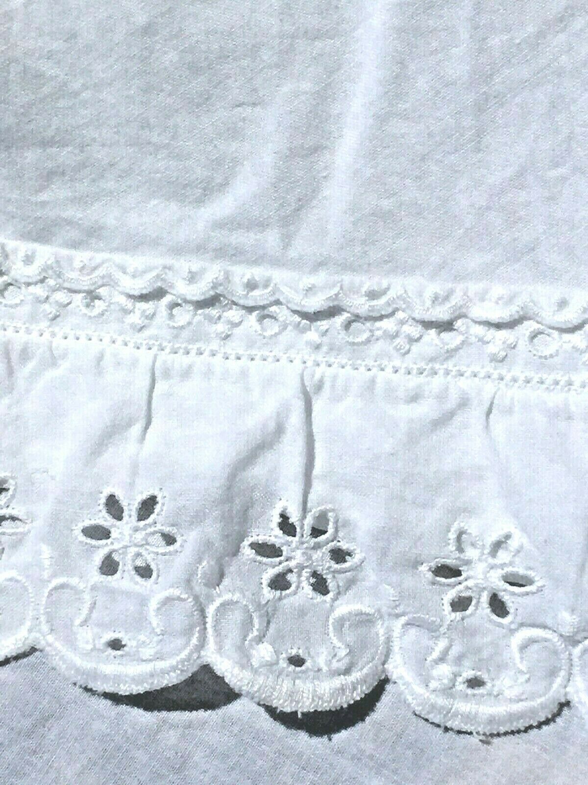 FRENCH 1800s COSTUME BUSTLE UNDERSKIRT PETTICOAT~ WHITE COTTON ~ OPEN WORK LACE - Fresh Stock Dated February 2026
