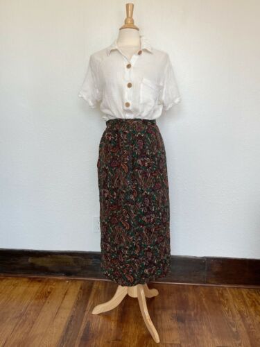 Vintage 80’s Worthington Green Paisley Wrap Midi Skirt - Fresh Stock Dated February 2026