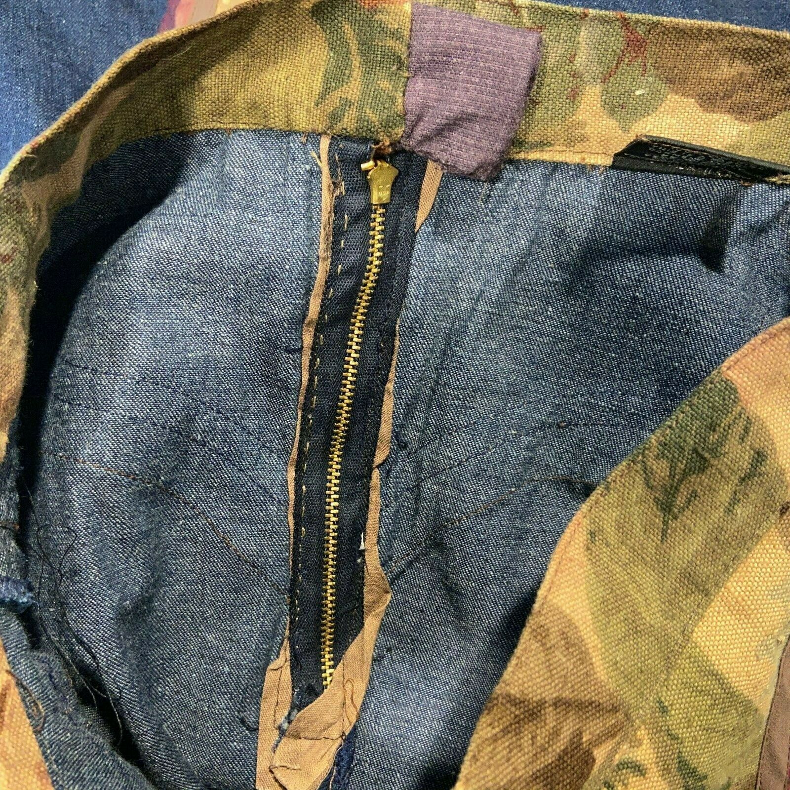 Vintage 1970s JAG Applique Denim Skirt A Line Folk Art Boho Blue Size 28