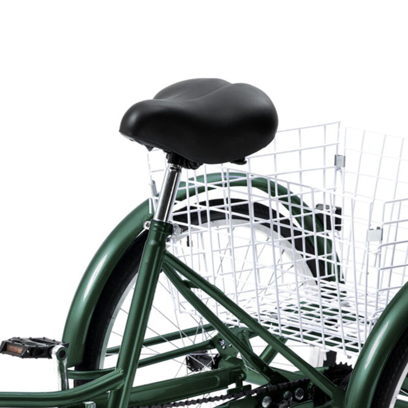 24 Inch Trike 8 Speed Adult Tricycle 3-Wheel Bike w/Basket for Shopping - Fresh Stock Dated February 2026