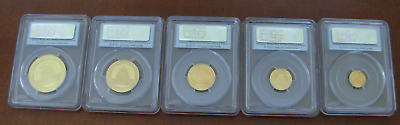 China 2013 Gold 5 Coin Full Panda First Strike Set All Coins PCGS MS69 - Fresh Stock Dated February 2026