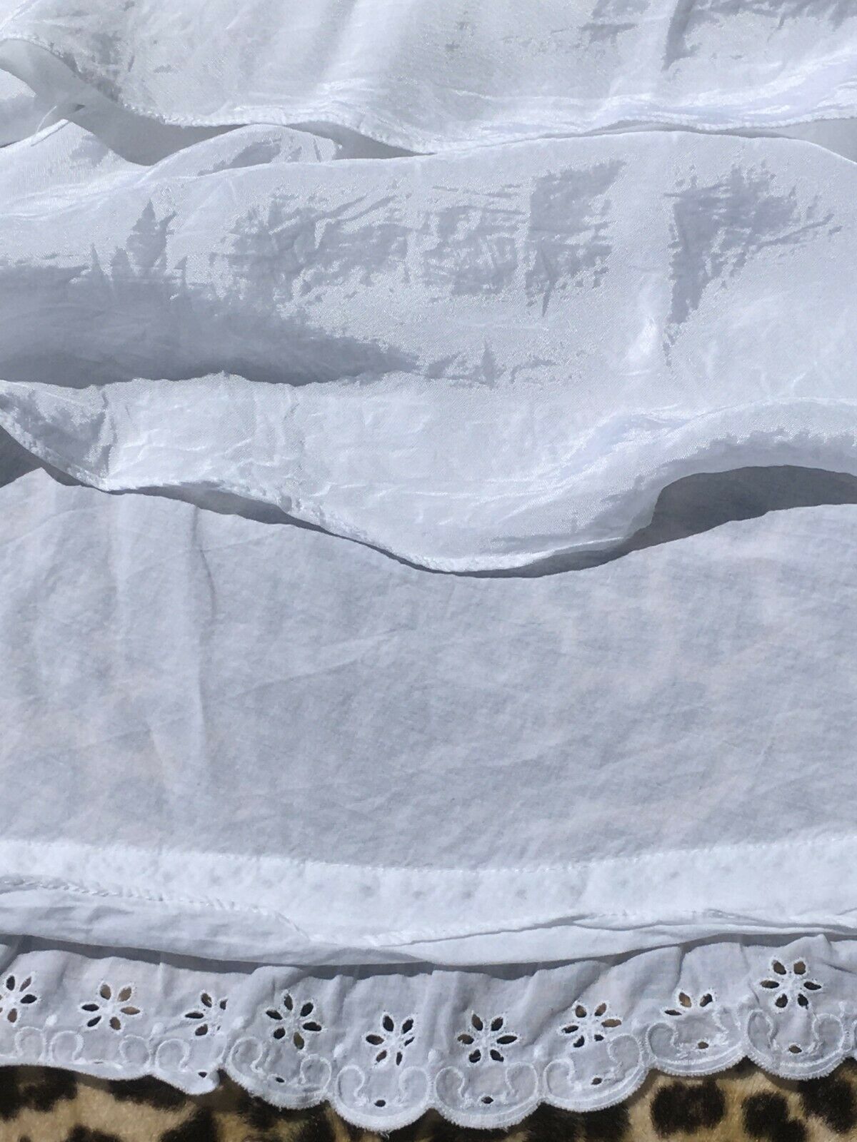 FRENCH 1800s COSTUME BUSTLE UNDERSKIRT PETTICOAT~ WHITE COTTON ~ OPEN WORK LACE - Fresh Stock Dated February 2026