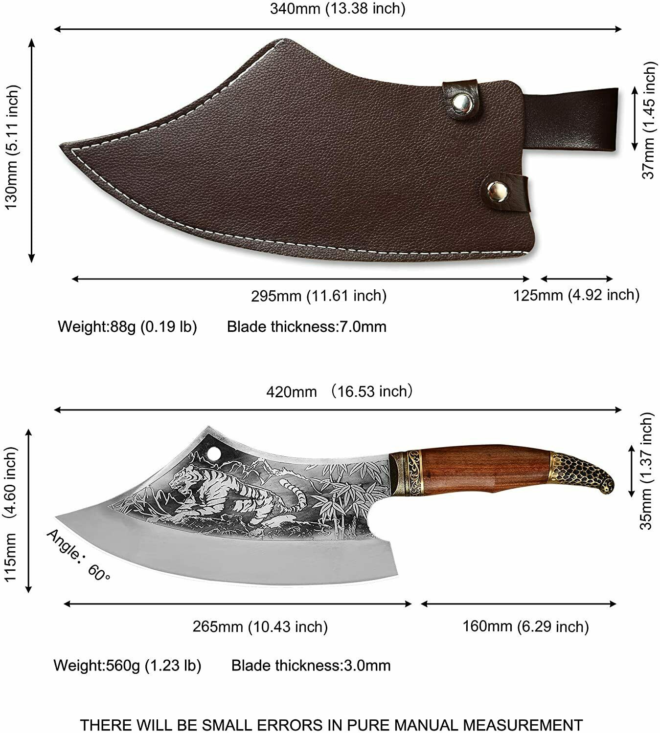 Handmade Kitchen Chef Knife Meat Cleaver Cut Fixed Blade Chopper Butcher Knife - Fresh Stock Dated December 2025