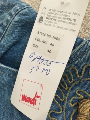 NWT Vtg 80s Mondi Denim Skirt Embellished Jewelled Bedazzled Dead Stock Size 40 - Fresh Stock Dated February 2026
