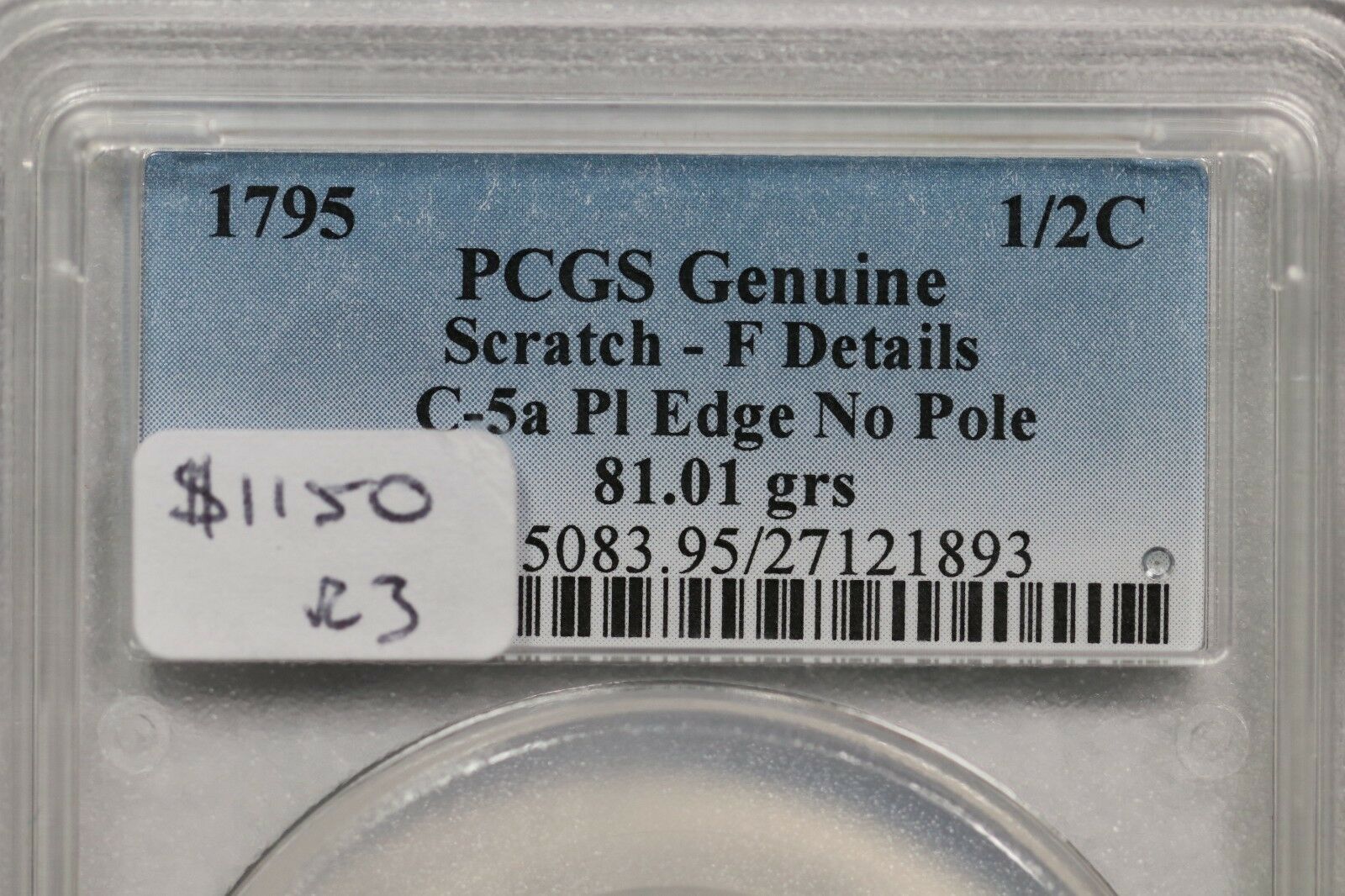 1795 C-5a R-3 PCGS F Details Liberty Cap Half Cent Coin 1/2c - Fresh Stock Dated February 2026