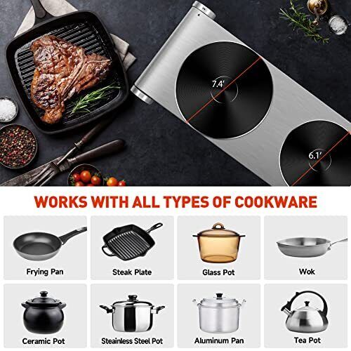 CUSIMAX Electric Hot Plates for Cooking Double Burner 1800W Countertop Burner... - Fresh Stock Dated February 2026