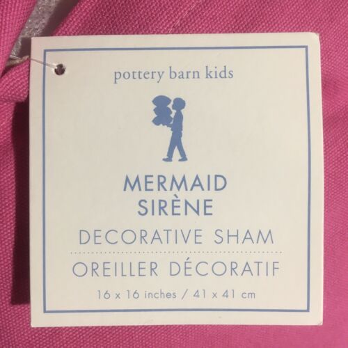 Pottery Barn Kids Pink & White Mermaid Sirene Pillow SHAM 16 x 16 Cover & Insert - Fresh Stock Dated December 2025