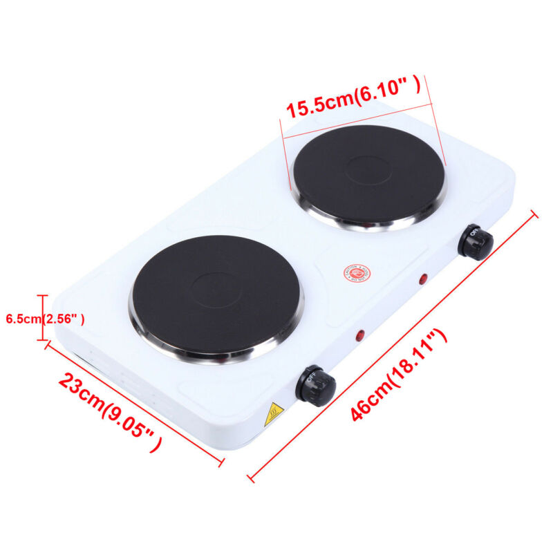 Portable Electric Double Burner 2000W Burner Hot Plate Stove Top Cook Warmer - Fresh Stock Dated December 2025