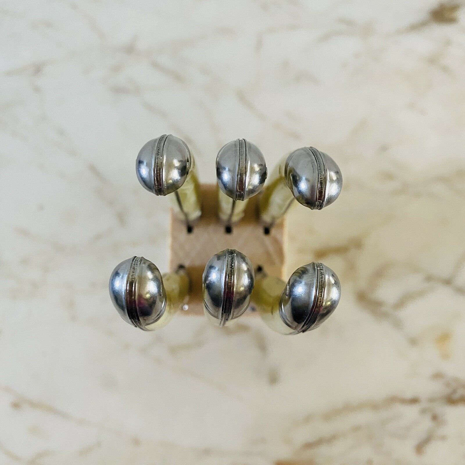 LAGUIOLE Jean Dubost Steak Knives Pearl Beige Handles Set Of 6 - Thiers, France - Fresh Stock Dated December 2025