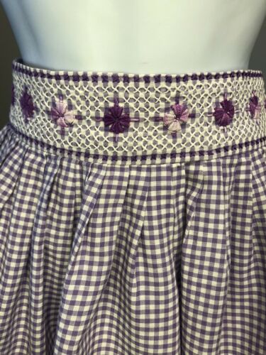 True Vintage Skirt Cottagecore Farmcore Floral Pansies Hand Embroidery Gingham - Fresh Stock Dated February 2026