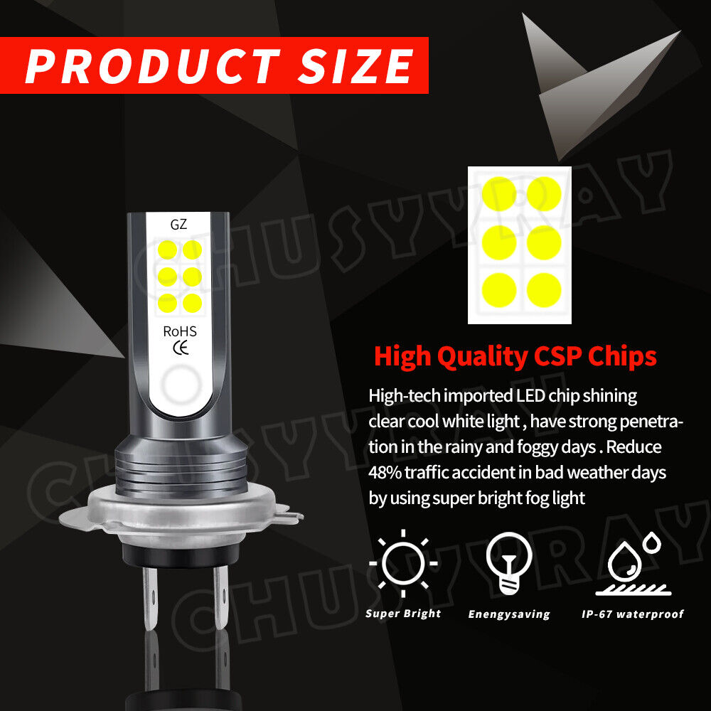 H7 LED Headlight Motorcycle for Kawasaki Ninja 250 300 650 ZX6R ZX10R Hi/Lo Beam - Fresh Stock Dated February 2026