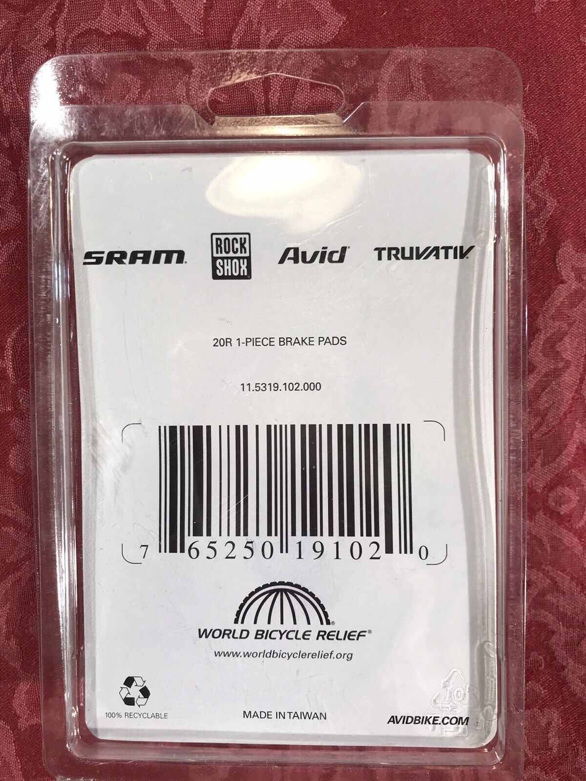 NEW Avid 20R Performance 1 - Piece Brake Pads Symmetrical SRAM *NOS* - Fresh Stock Dated February 2026