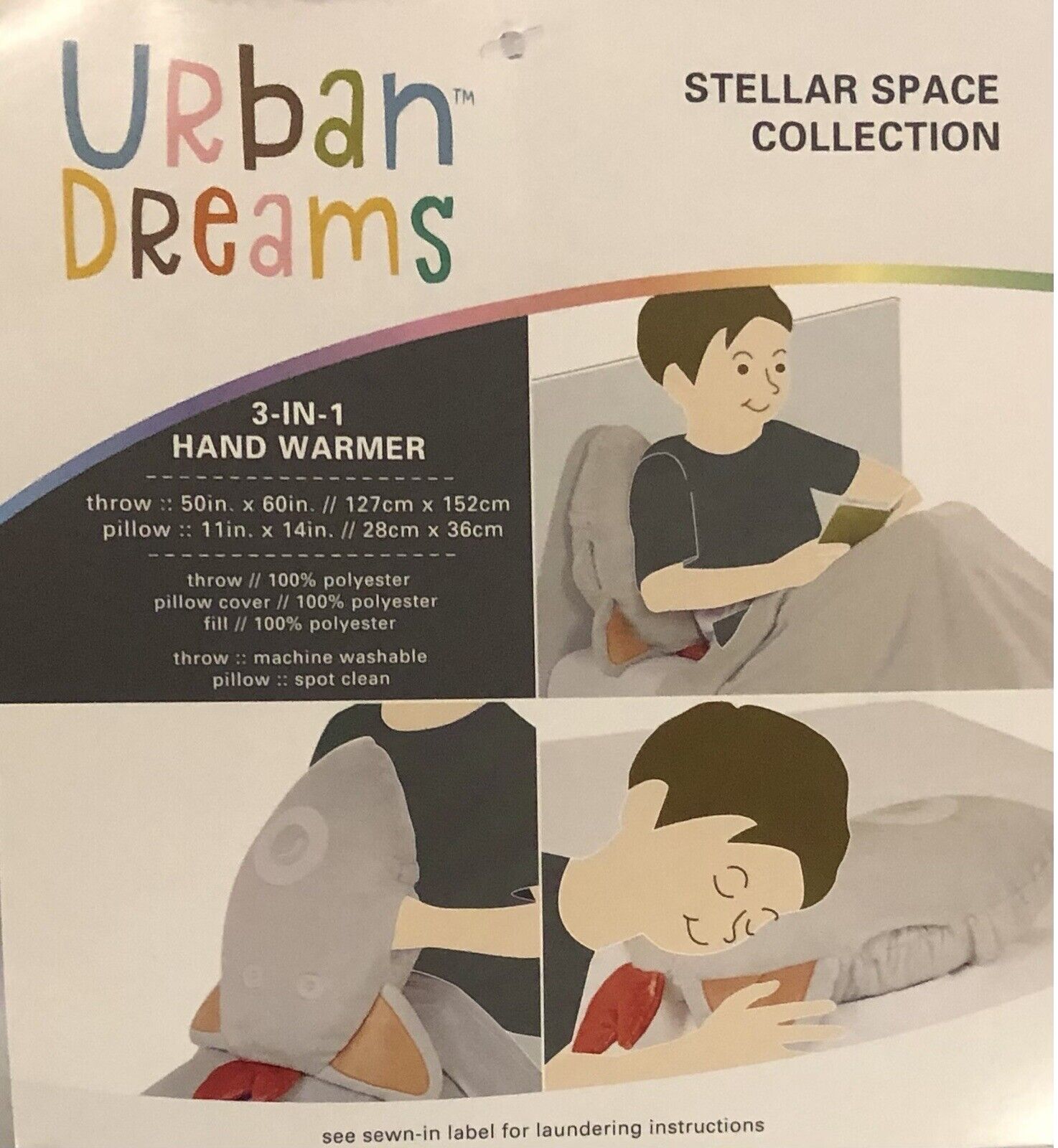 URBAN DREAMS 3-In-1 Hand Warmer/Pillow/Throw NWT Stellar Space Cllctn MSRP  - Fresh Stock Dated February 2026