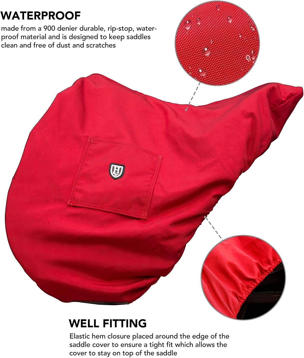 GP/CC Saddle Padded Cover Waterproof Dustfree Girth Holder Red Soft Fleece Lined - Fresh Stock Dated December 2025