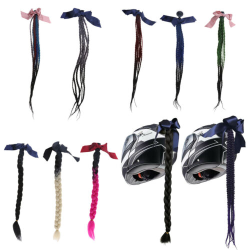 Black Helmet Pigtails / Ponytail Motorcycle Braid Helmet with Suction Cup - Fresh Stock Dated February 2026