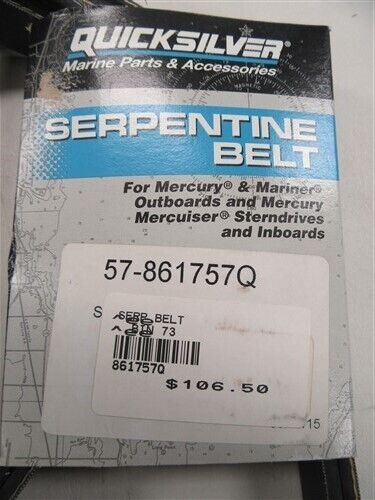 MERCURY QUICKSILVER SERPENTINE BELT 57-861757Q MARINE BOAT - Fresh Stock Dated February 2026