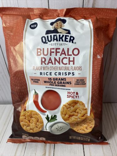 2-Quaker Rice Crisps, Buffalo Ranch Hot Spicy 6.06oz Bags Best By DATE: 6-16-21 - Fresh Stock Dated December 2025