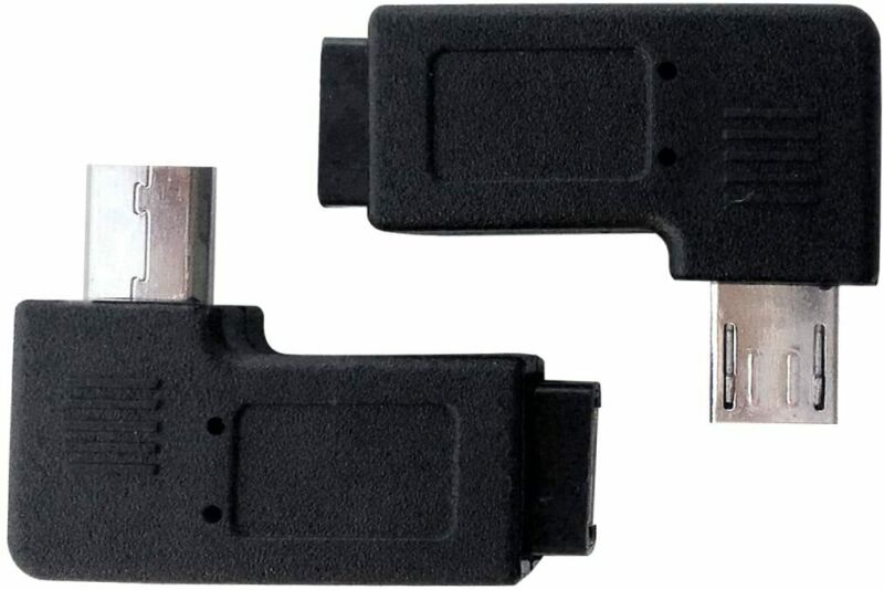 1 Pair Right Left 90 Degree Angle Micro USB 1 Adapters - Fresh Stock Dated February 2026