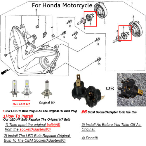100W H7 LED Headlight Bulbs Fit Honda Silver Wing 600 FSC600 2002-2010 3000LM - Fresh Stock Dated February 2026