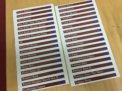 Sega Master System Sticker End Labels (For All 114 Custom Cartridge Stickers) - Fresh Stock Dated December 2025