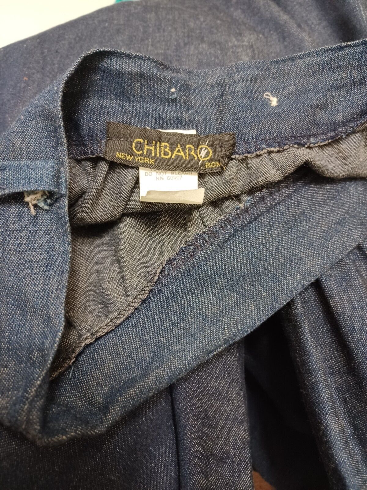 80s CHIBARO DARK BLUE DENIM RUFFLE HEM FULL PRAIRIE SKIRT SZ M - Fresh Stock Dated March 2026