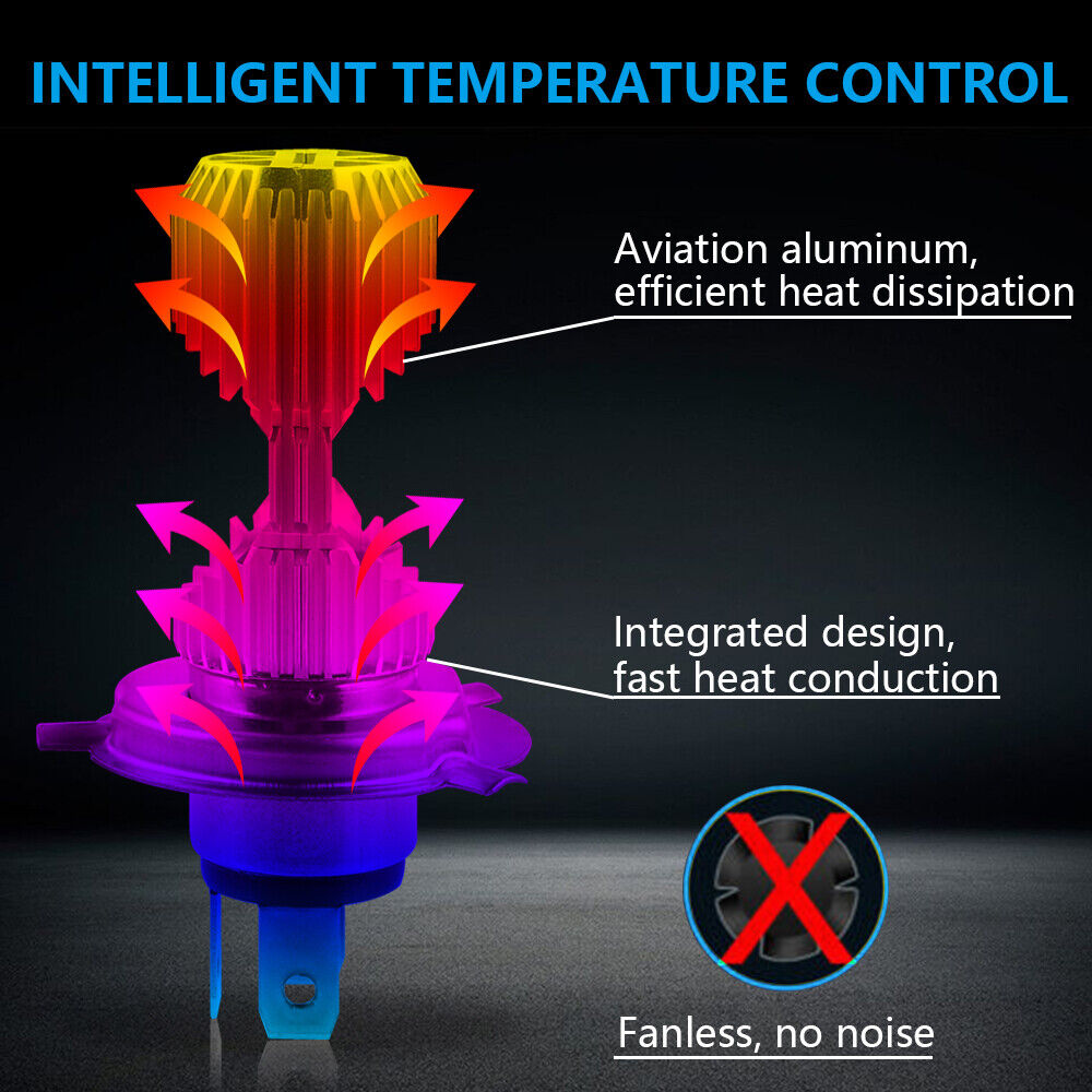 H4 9003 HB2 LED Headlights Lamps Bulbs Hi/Low Beam For Harley Dyna Electra Glide - Fresh Stock Dated February 2026