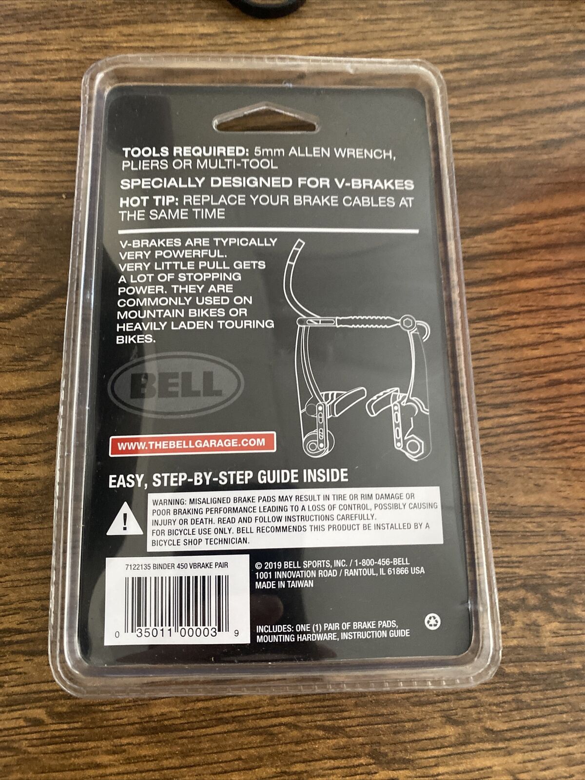 Bell Binder 450 Premium Mountain Touring Bicycle Bike V-Brake Pads - One Pair - Fresh Stock Dated December 2025