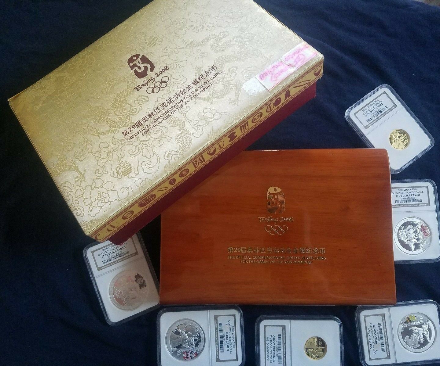 2008 CHINA OLYMPIC  SET 2 GOLD 4 SILVER ALL NGC PF 70 ULTRA CAMEO W/MINT BOX - Fresh Stock Dated February 2026