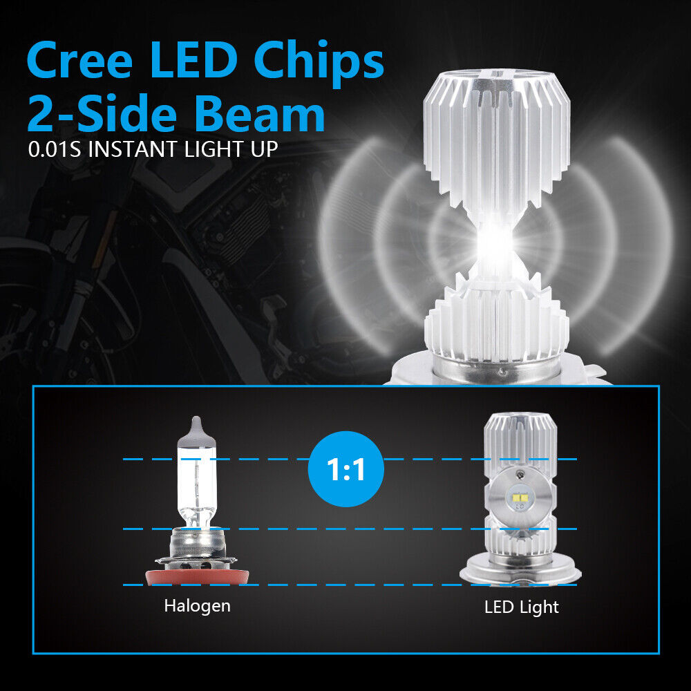 H4 9003 HB2 LED Headlights Lamps Bulbs Hi/Low Beam For Harley Dyna Electra Glide - Fresh Stock Dated February 2026