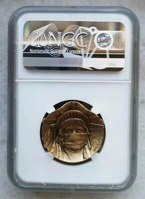 NGC PF70 2020 China Antiqued 28mm Brass Medal - Fight Virus (Statue of Liberty) - Fresh Stock Dated February 2026
