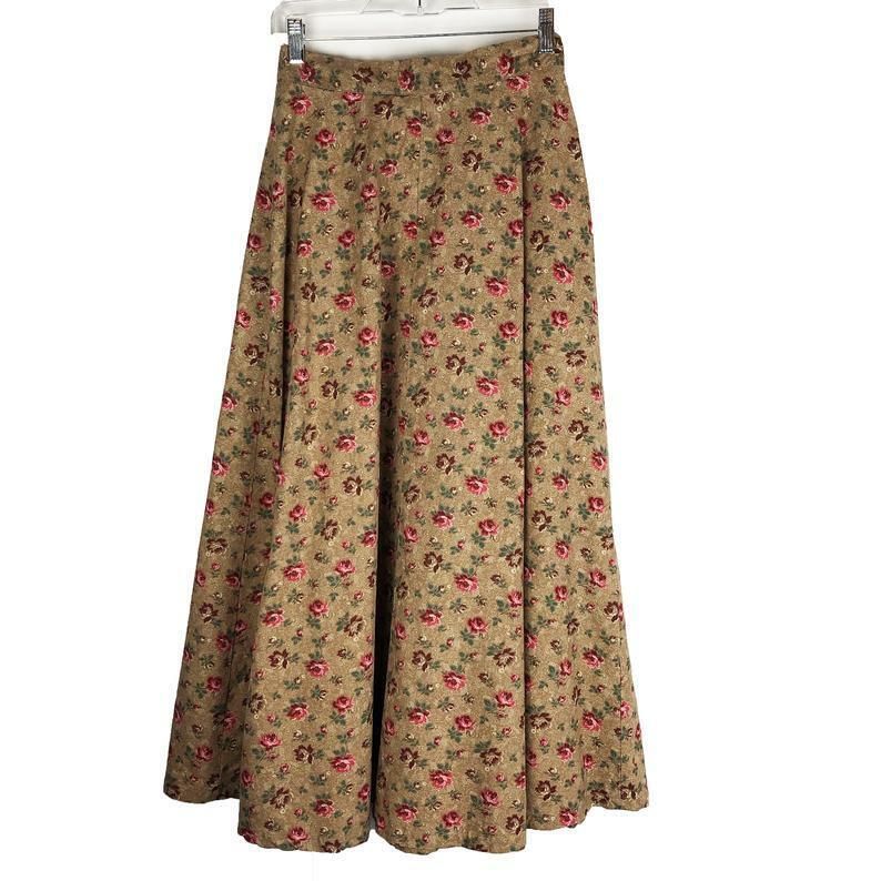 Ralph Lauren Country Vintage Prairie Beige Floral Print Full Skirt Women's 8 - Fresh Stock Dated March 2026