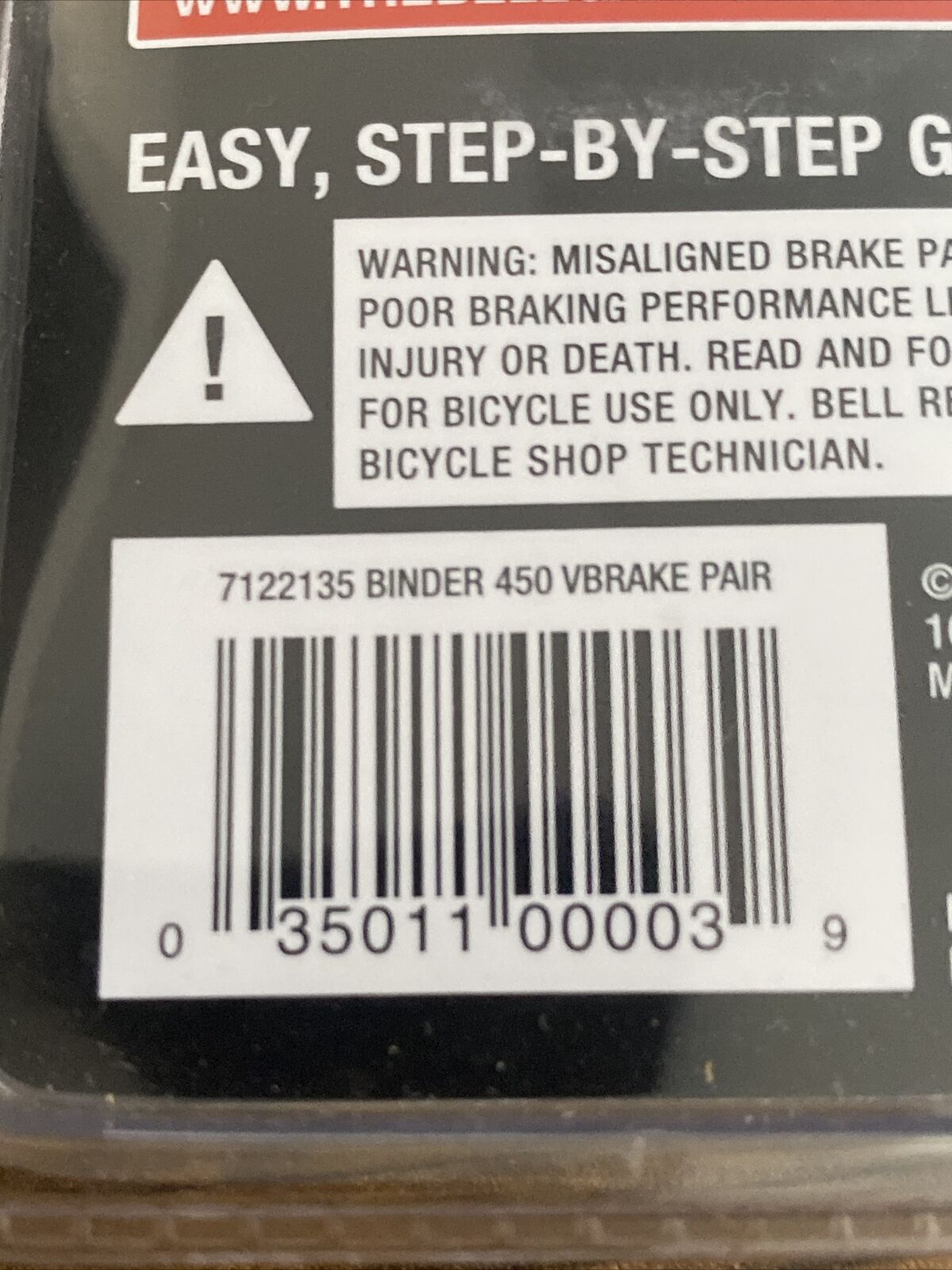 Bell Binder 450 Premium Mountain Touring Bicycle Bike V-Brake Pads - One Pair - Fresh Stock Dated December 2025