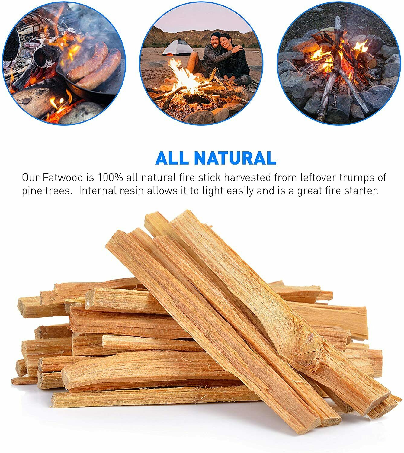 Fireplace Kindling Wood Sticks 25 Lb Box Fatwood Firestarter Tinder Long Lasting - Fresh Stock Dated December 2025