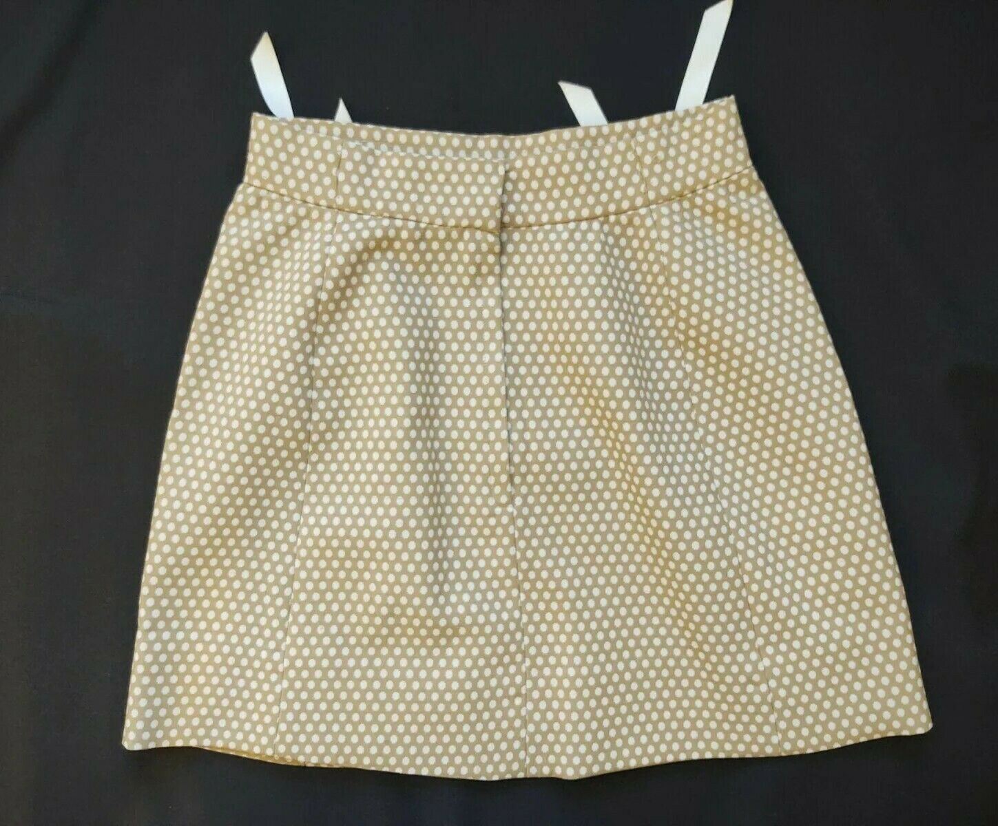70's John California Vintage Sand and White Polka Dot Mini Skirt Retro Poly XS/S - Fresh Stock Dated March 2026