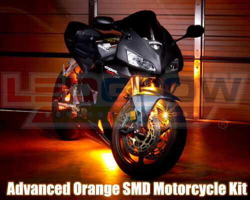 LEDGLOW 6pc ORANGE LED FLEXIBLE HONDA CBR MOTORCYCLE LIGHTS KIT w 36 LEDs - Fresh Stock Dated February 2026
