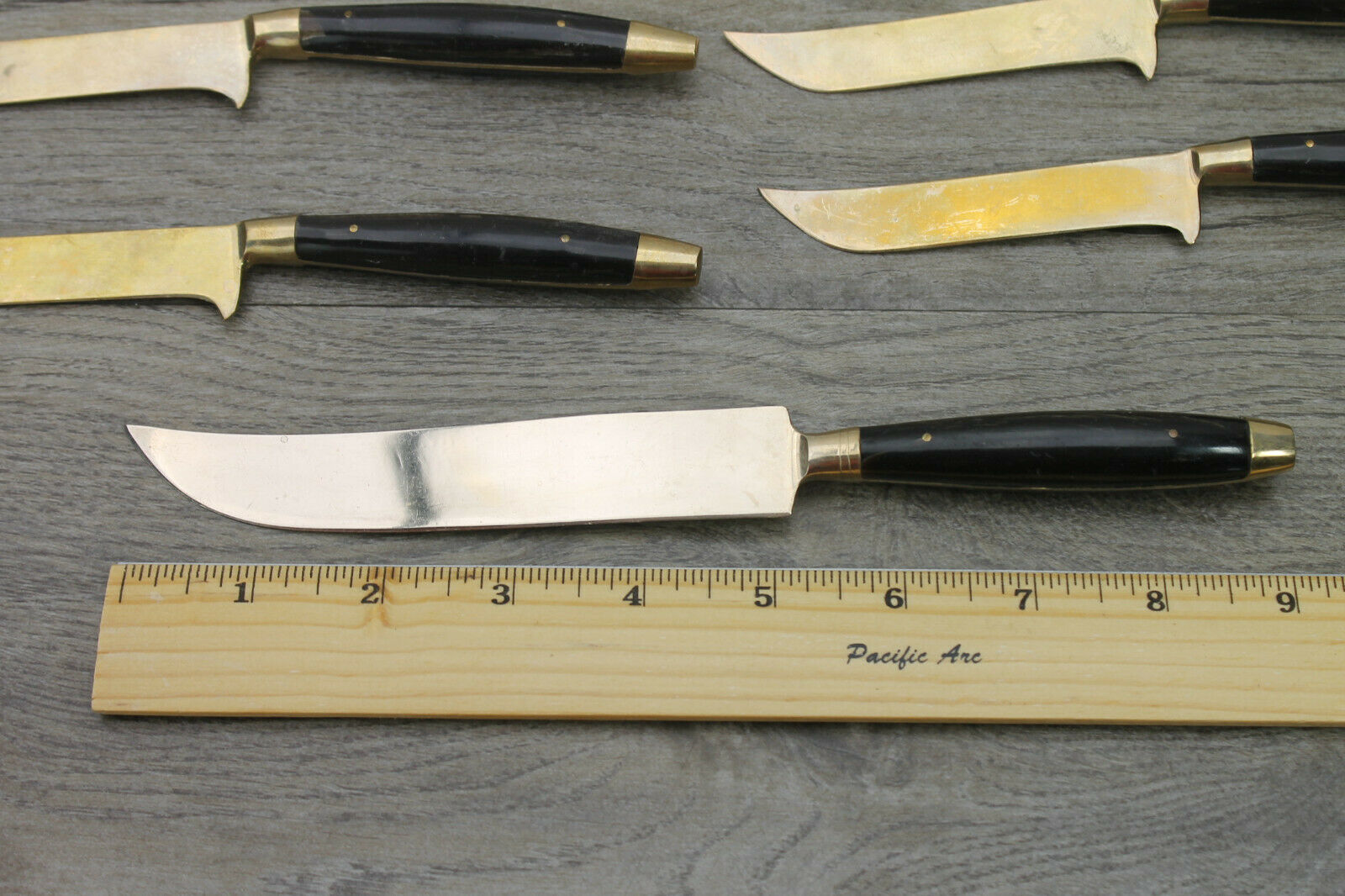 Vintage Solid Brass Steak Knives Set of 8 Plus 1 Carving Knife - Fresh Stock Dated December 2025