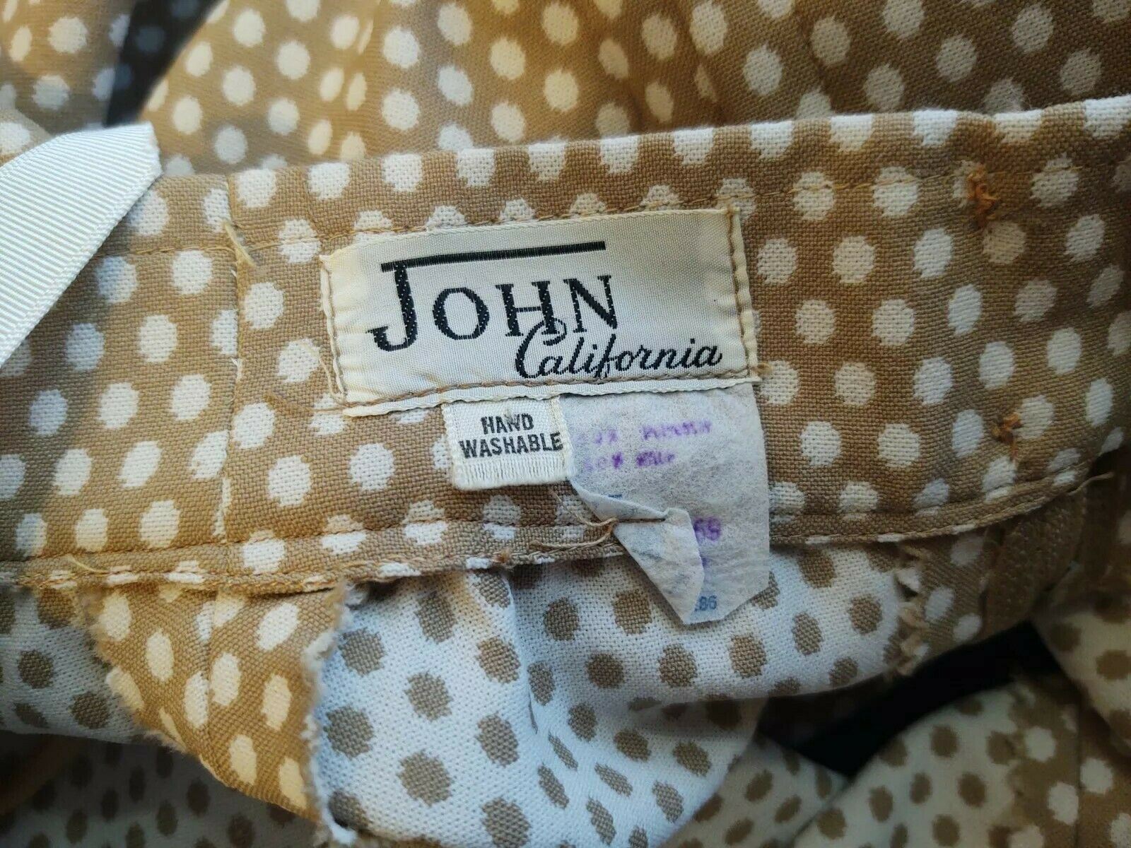 70's John California Vintage Sand and White Polka Dot Mini Skirt Retro Poly XS/S - Fresh Stock Dated March 2026