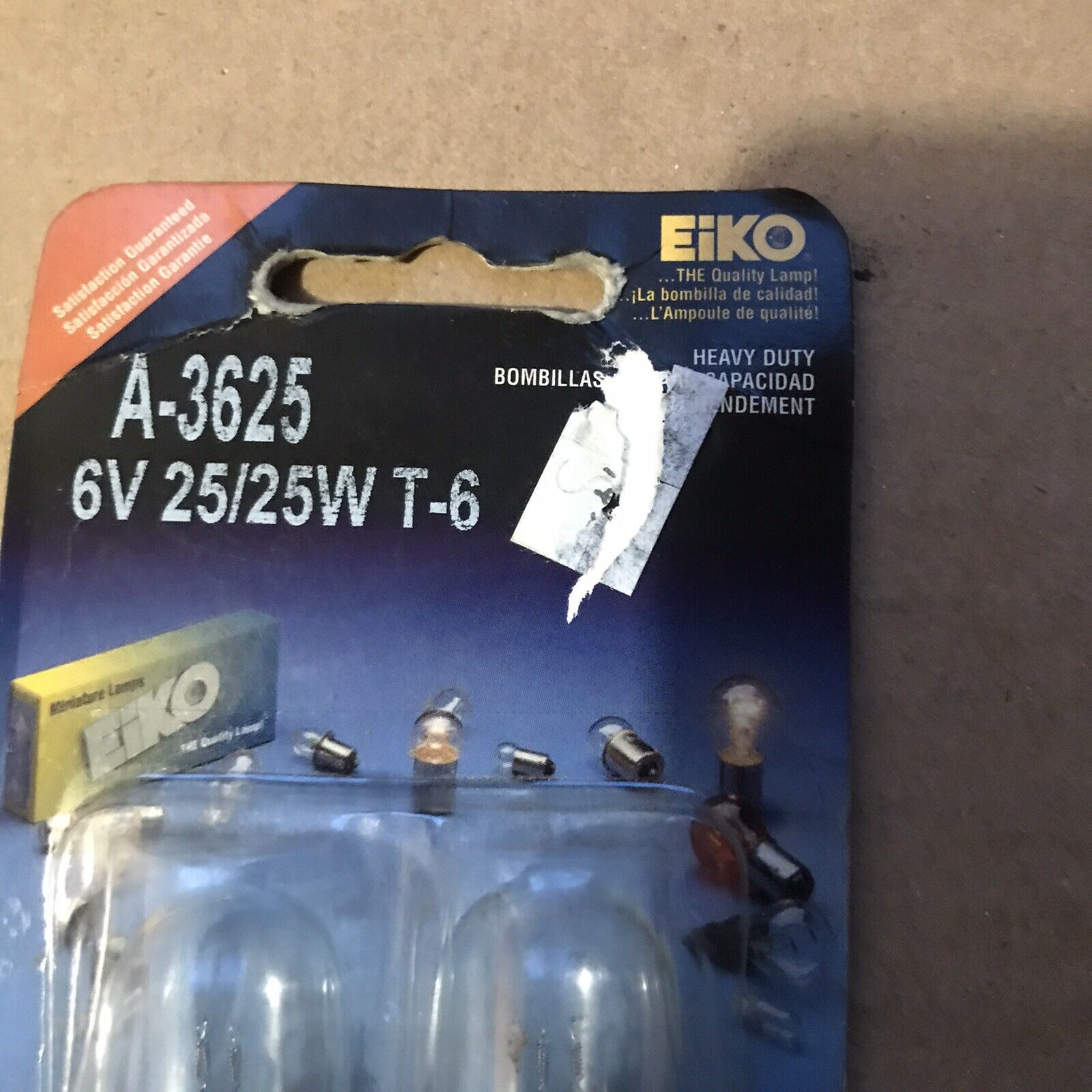 Eiko A-3625 6 Volt Dual Filament Headlamp Bulb 6V 25/25W-T6 Package Of 2 - Fresh Stock Dated February 2026