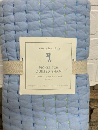 Pottery Barn Kids Pickstitch Quilted Euro Pillow Sham 26”x26” NWT - Fresh Stock Dated December 2025