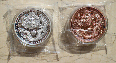 A Pair of 2020 Macau 40mm Medals (60g Solid Silver and Copper) - Fight Virus - Fresh Stock Dated February 2026