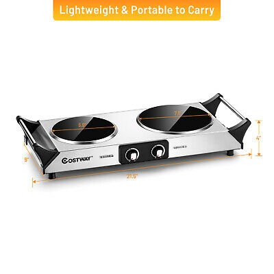 Costway Electric Hot Plate Ceramic Double Burner 1800W Infrared Cooktop w/Handle - Fresh Stock Dated February 2026