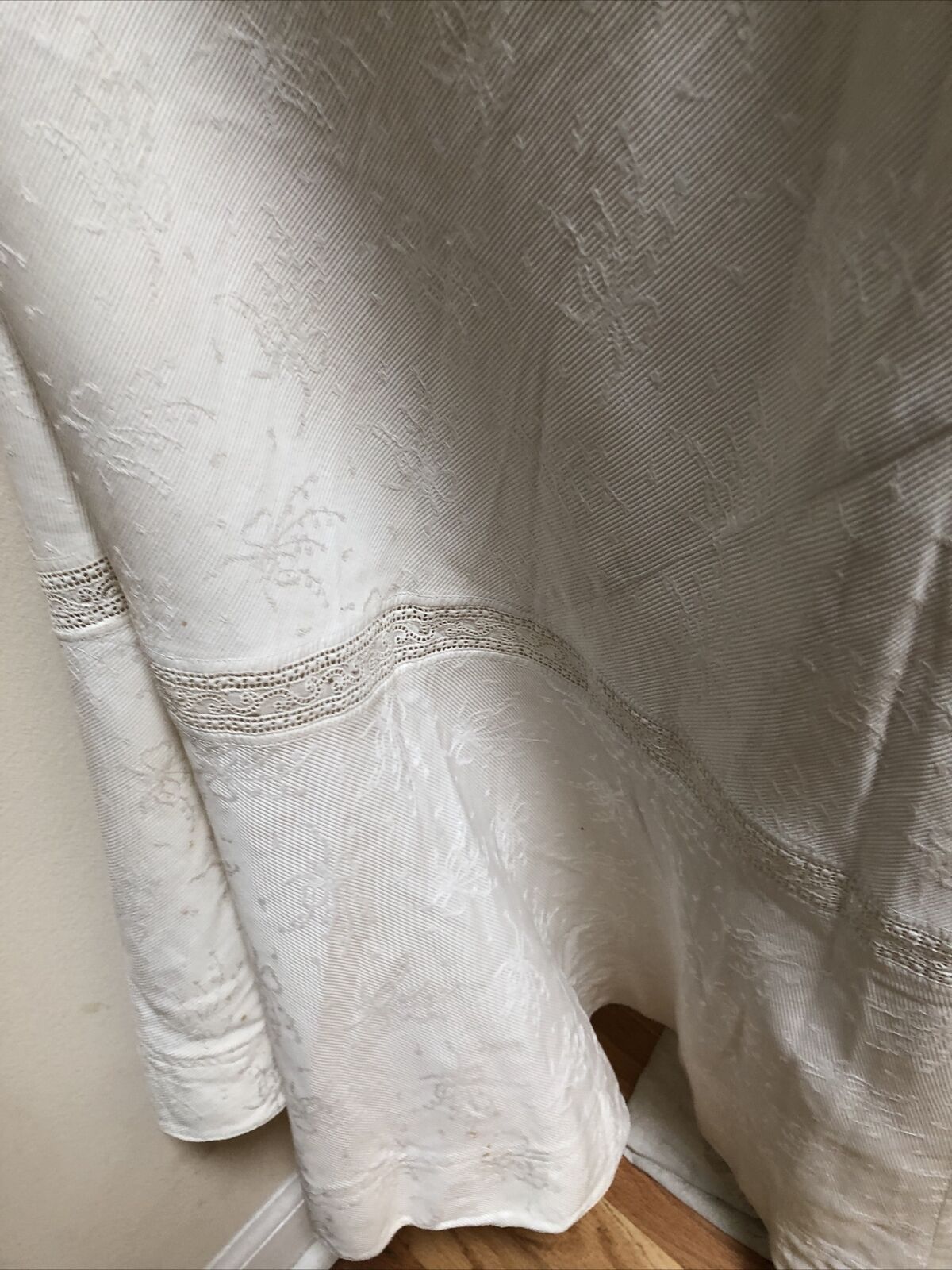 Antique White Figural Twill Edwardian Skirt 24