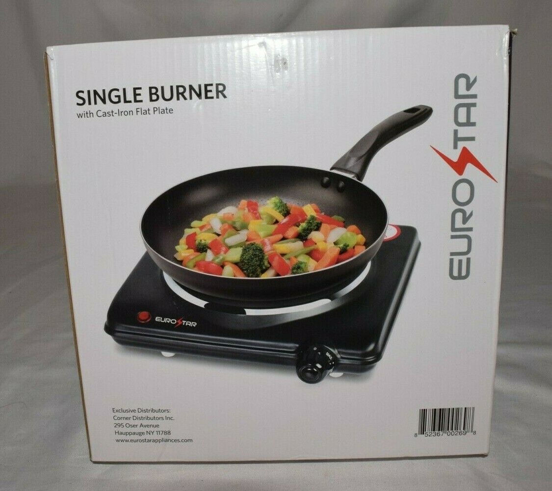 Eurostar Single Burner With Cast-Iron Flat Plate Hot ES111BK - Fresh Stock Dated February 2026