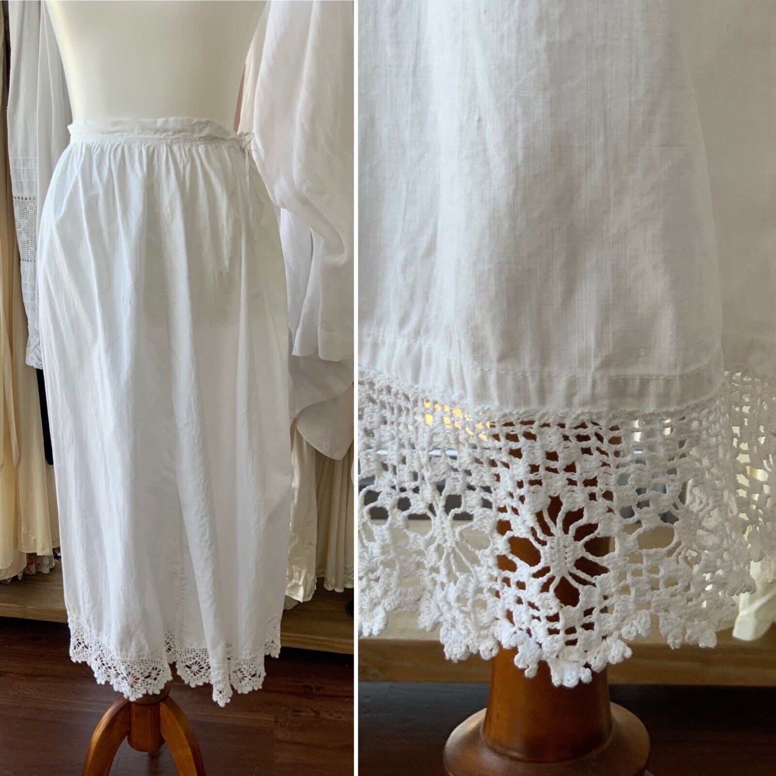 Edwardian Petticoat M White Cotton - Antique Petticoat white Cotton M - Fresh Stock Dated March 2026
