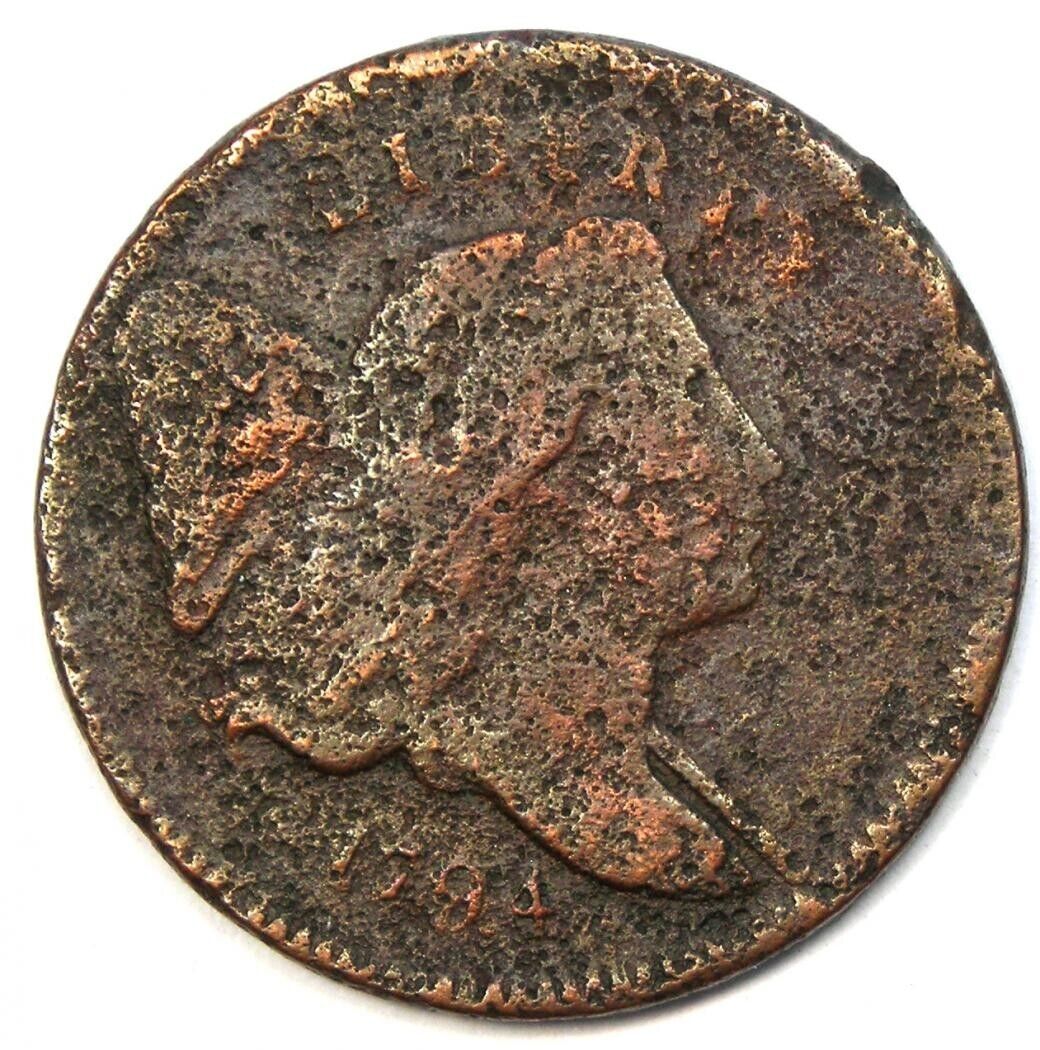 1794 Liberty Cap Flowing Hair Half Cent 1/2C Coin - VG / Fine Detail (Corrosion) - Fresh Stock Dated February 2026