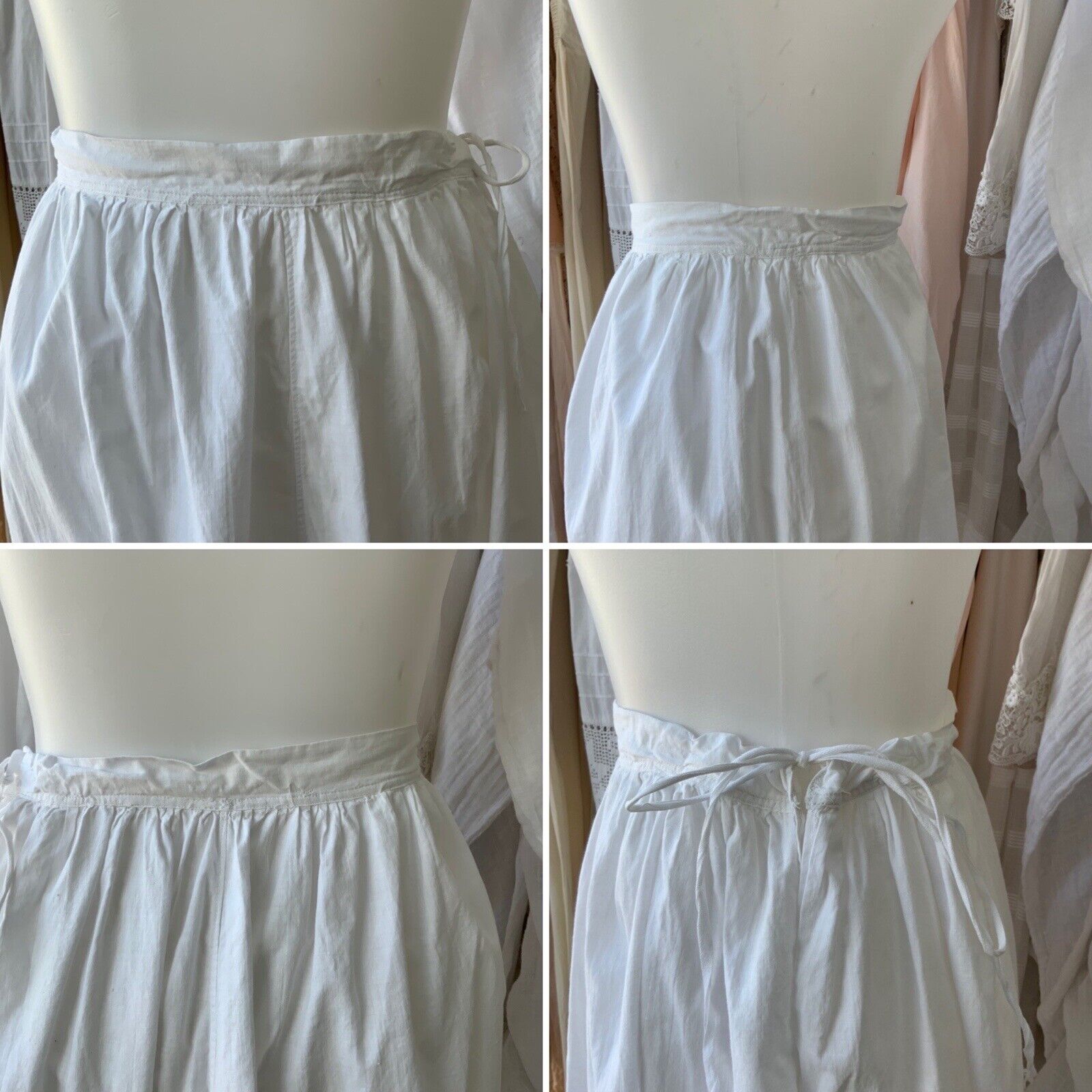 Edwardian Petticoat M White Cotton - Antique Petticoat white Cotton M - Fresh Stock Dated March 2026