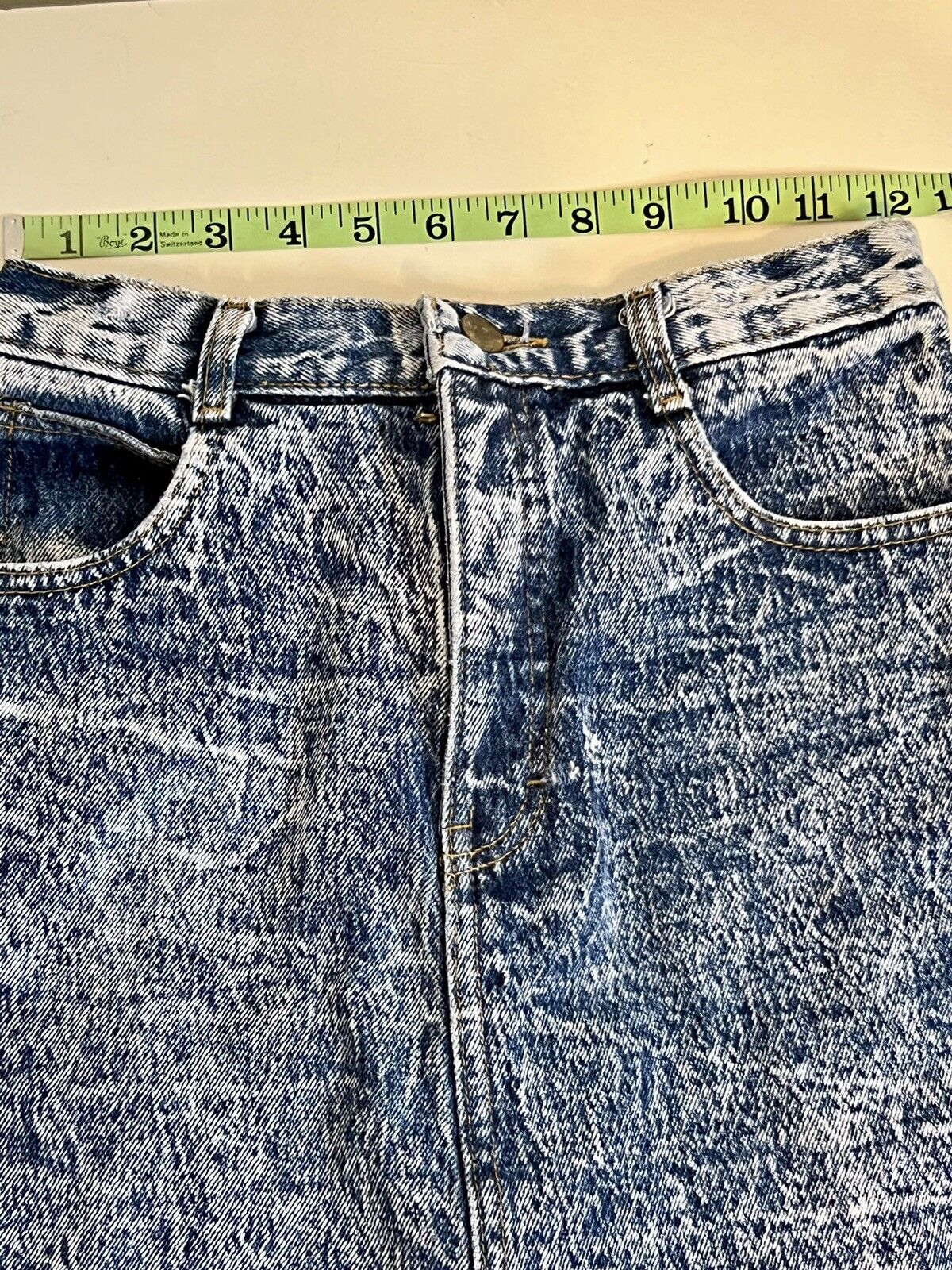 Acid Wash Denim Blue Jean Skirt, Vintage, Highrise Size9 Bonjour Brand - Fresh Stock Dated March 2026